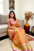 Beautiful Tissue Zari Kota saree with pythani  Zari boardes and beautifully done blouse paired up with pretty blouse fits up to 32 to 46