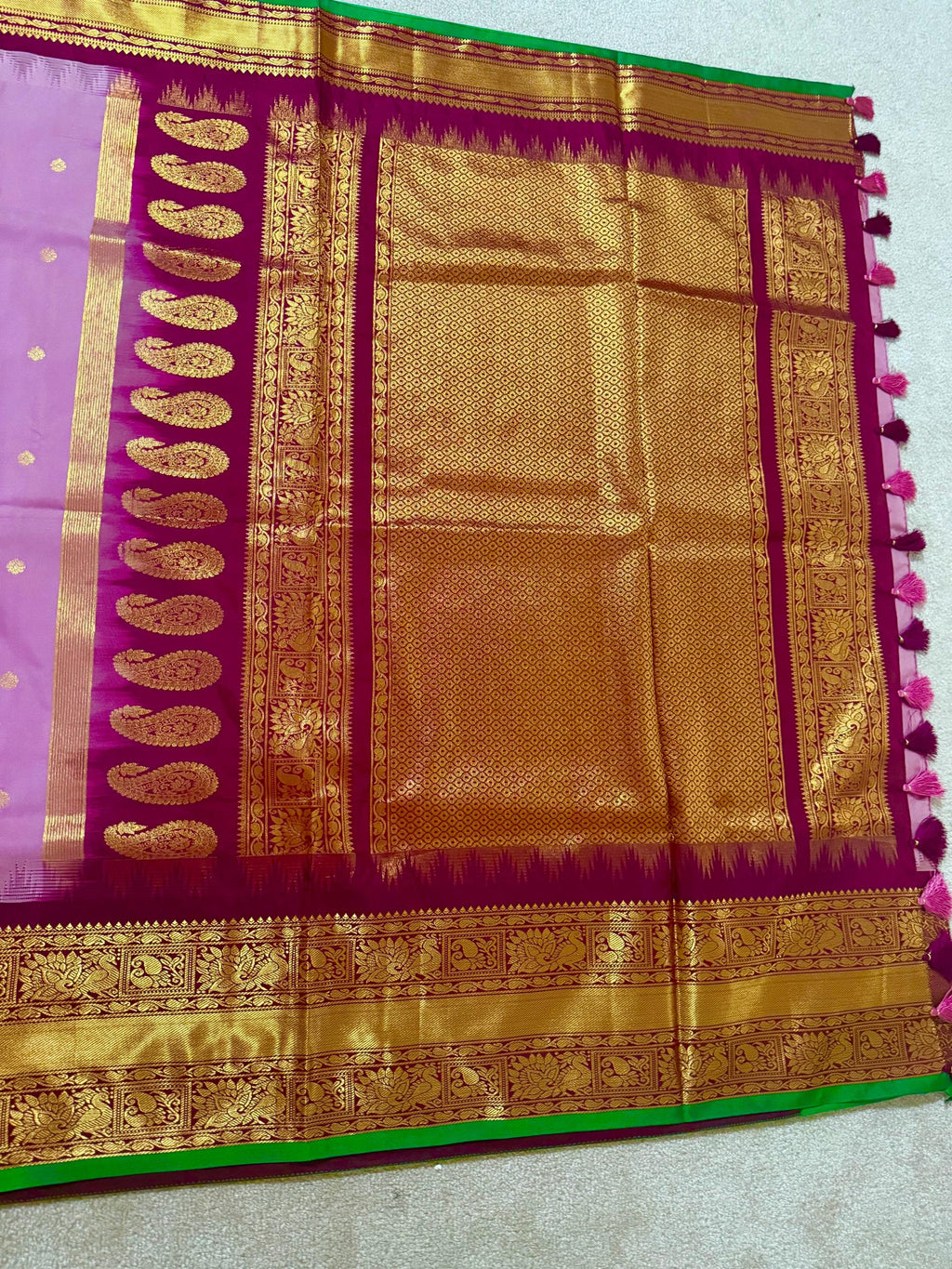 Gadwal Handloom pure silk sarees in rare colors and ready to wear blouse with embroidered blouse fits up to 32 -46 saree is ready fall pico