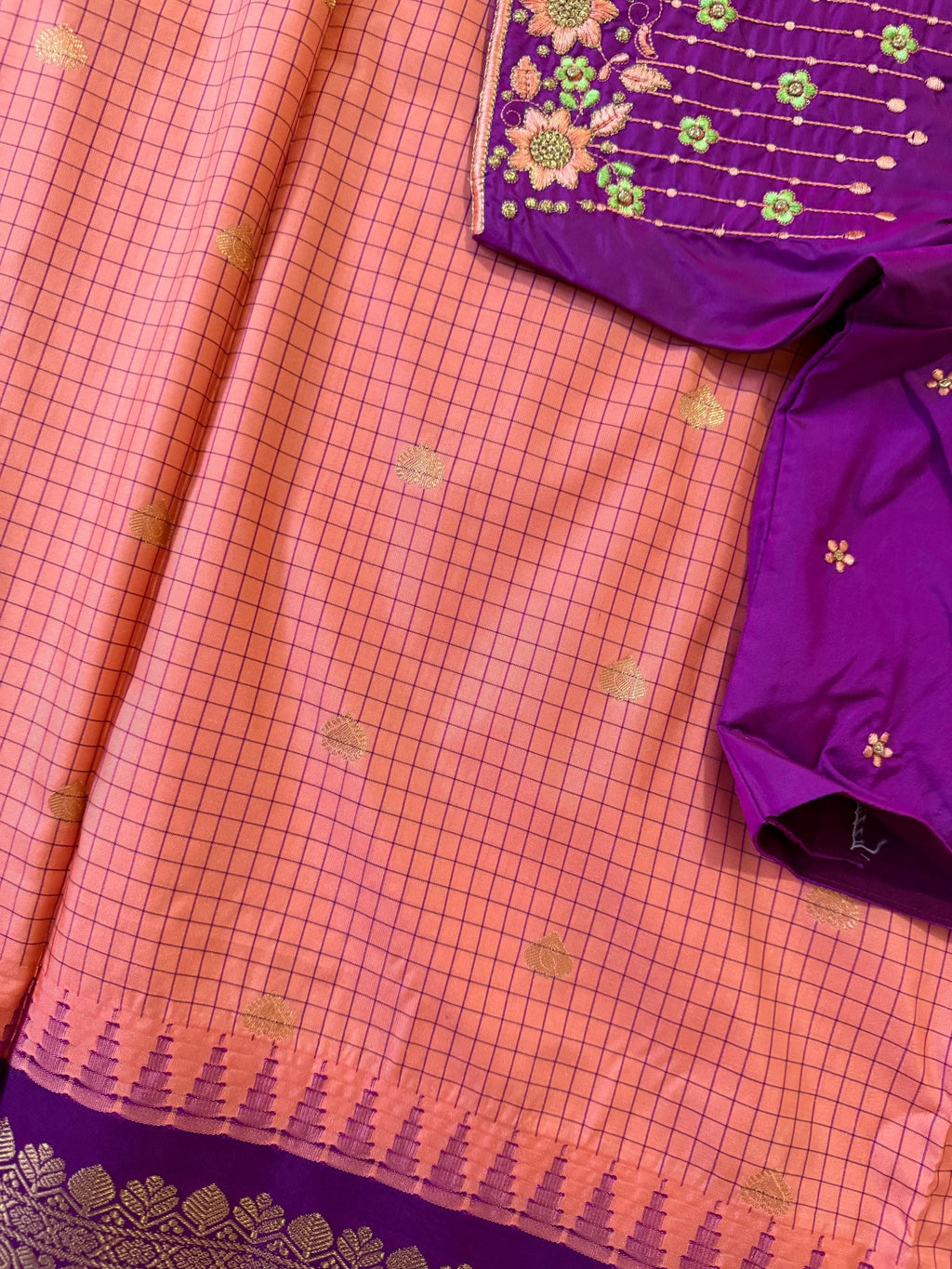 Gadwal Handloom pure silk sarees in rare colors and ready to wear blouse with embroidered blouse fits up to 32 -46 saree is ready fall pico