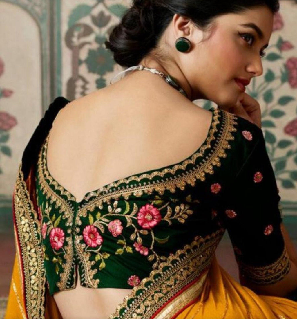 Stone studded Gold Work kardana n zardosi net hands  work Blouse ready to wear