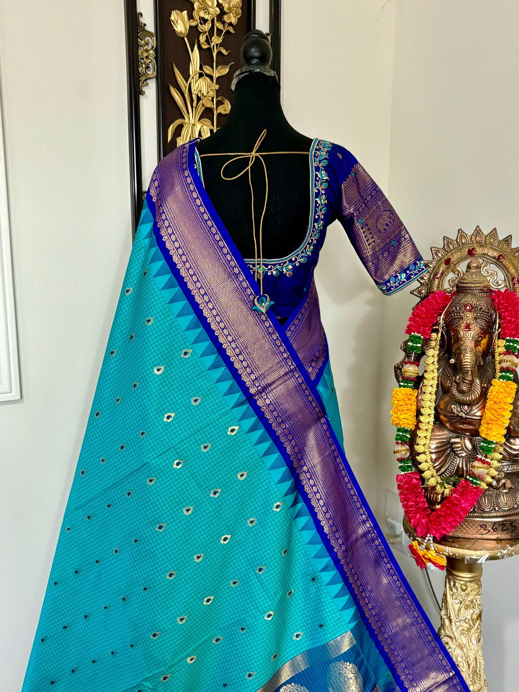 Gadwal Handloom pure silk sarees in rare colors and ready to wear blouse with embroidered blouse fits up to 32 -46 saree is ready fall pico