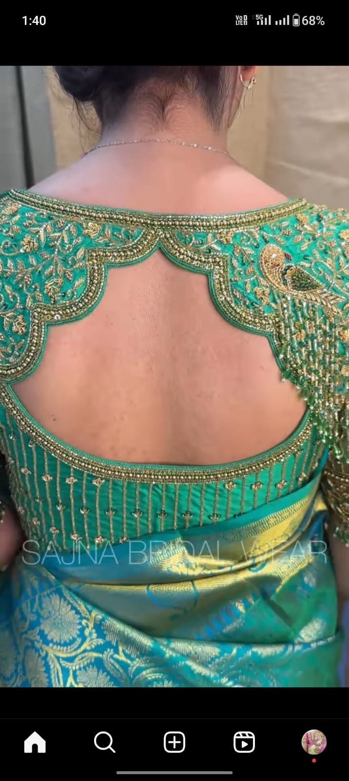Stone studded Gold Work kardana n zardosi net hands  work Blouse ready to wear