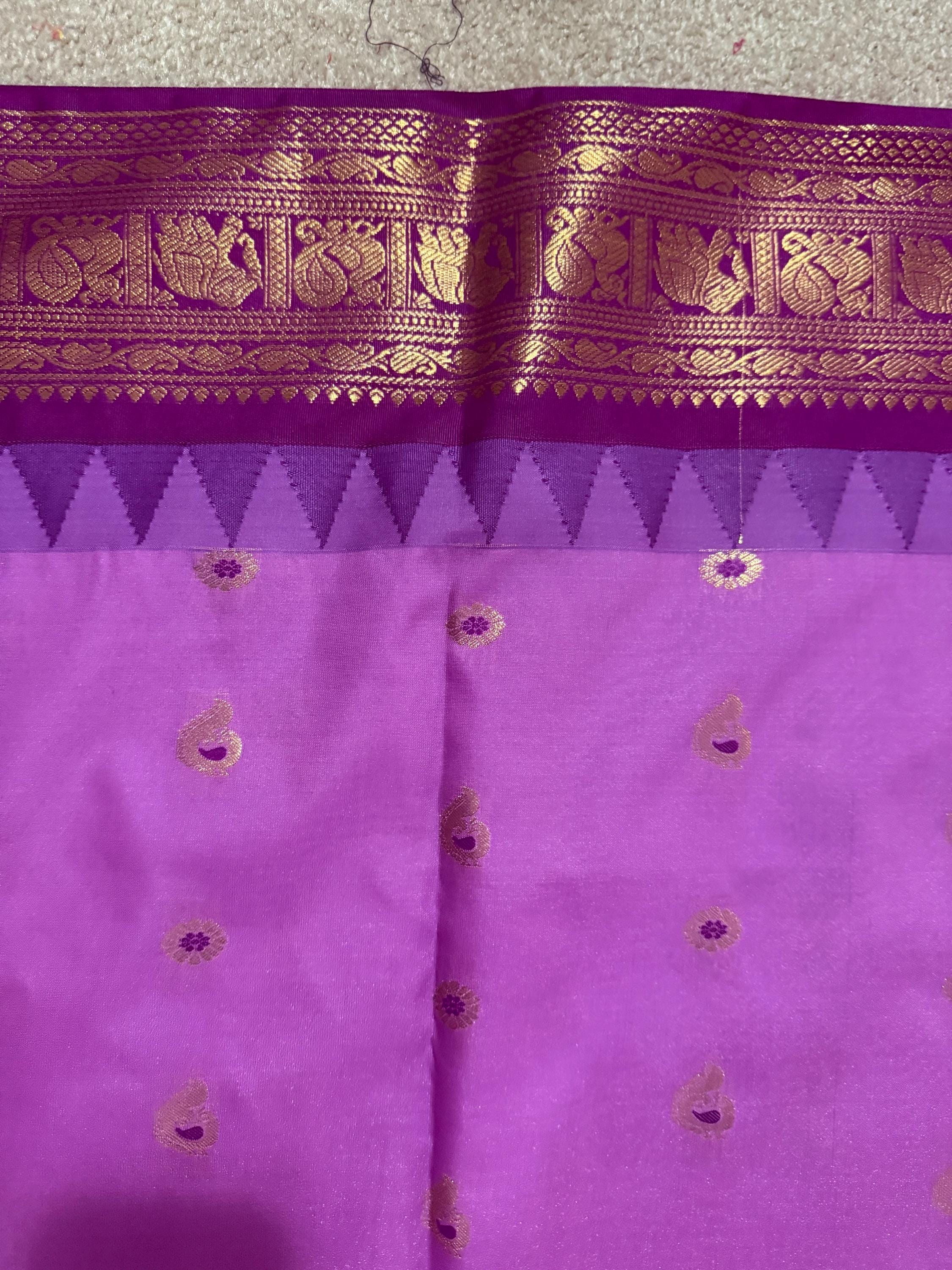 Gadwal Handloom pure silk sarees in rare colors and ready to wear blouse with embroidered blouse fits up to 32 -46 saree is ready fall pico