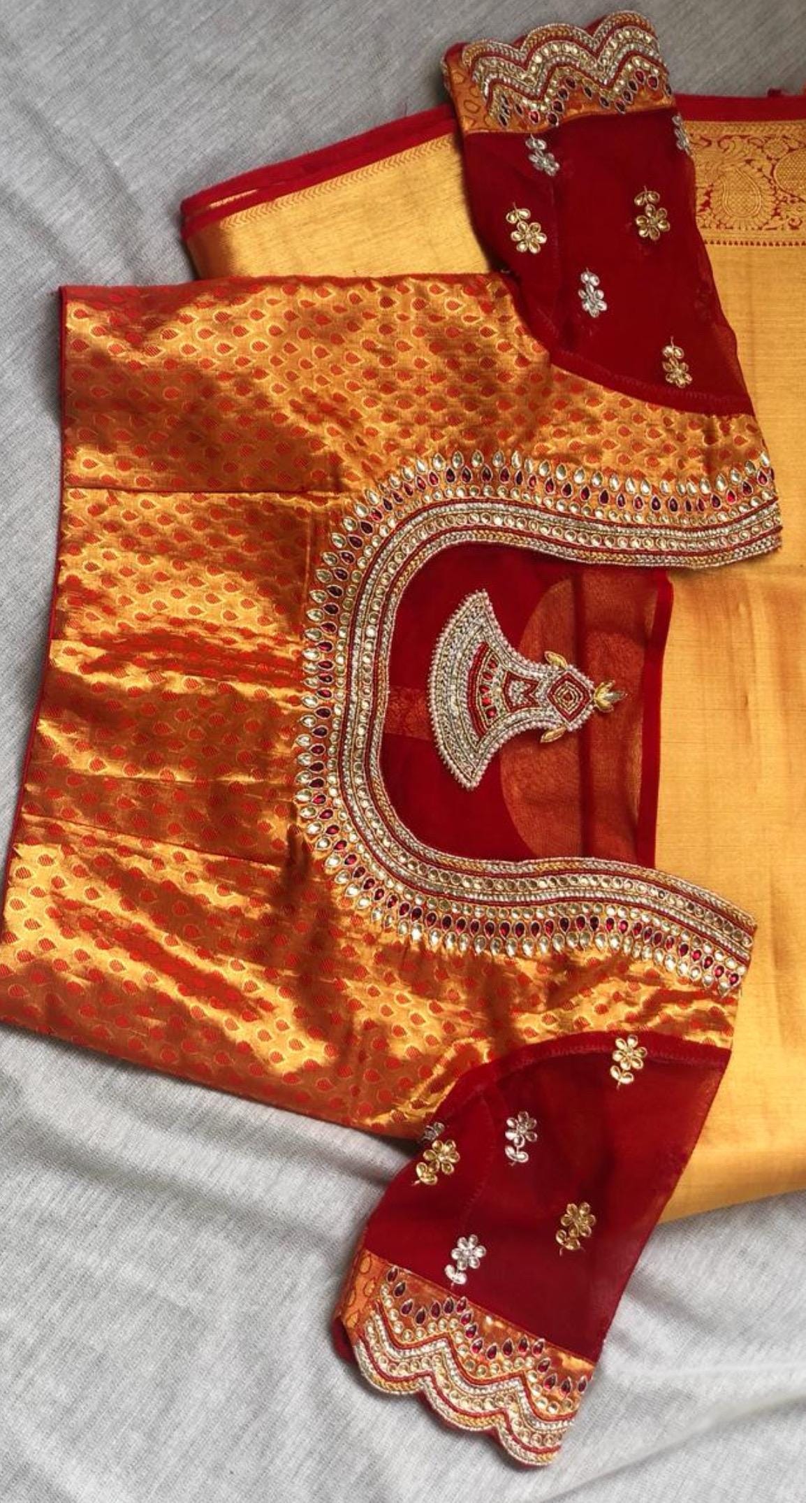 Made to order  Gold Work kardana n zardosi   handwork hand made work Blouse ready to wear any color possible any size possible fits 32-46