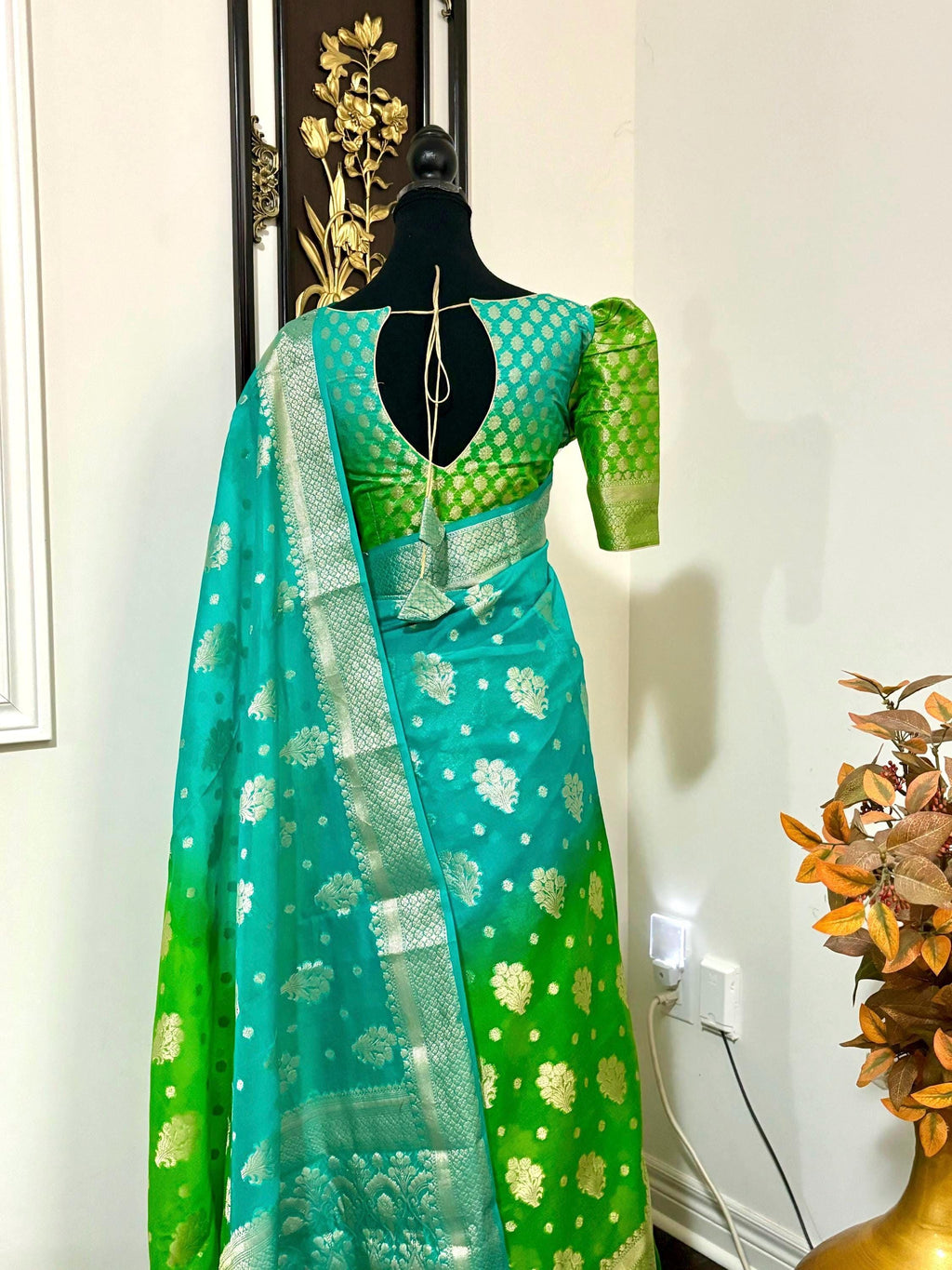 Banarasi dual shade handloom khadi georgette silk saree all over beautiful water zari weaving beautiful combinations, any color possible
