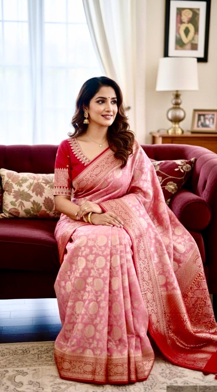 Beautiful banarasi silk saree paired up with beautiful embroidery blouse fits to 32 to 46 in beautiful rare colors all over jaal. Cocktails