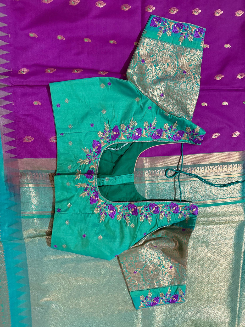Gadwal Handloom pure silk sarees in rare colors and ready to wear blouse with embroidered blouse fits up to 32 -46 saree is ready fall pico