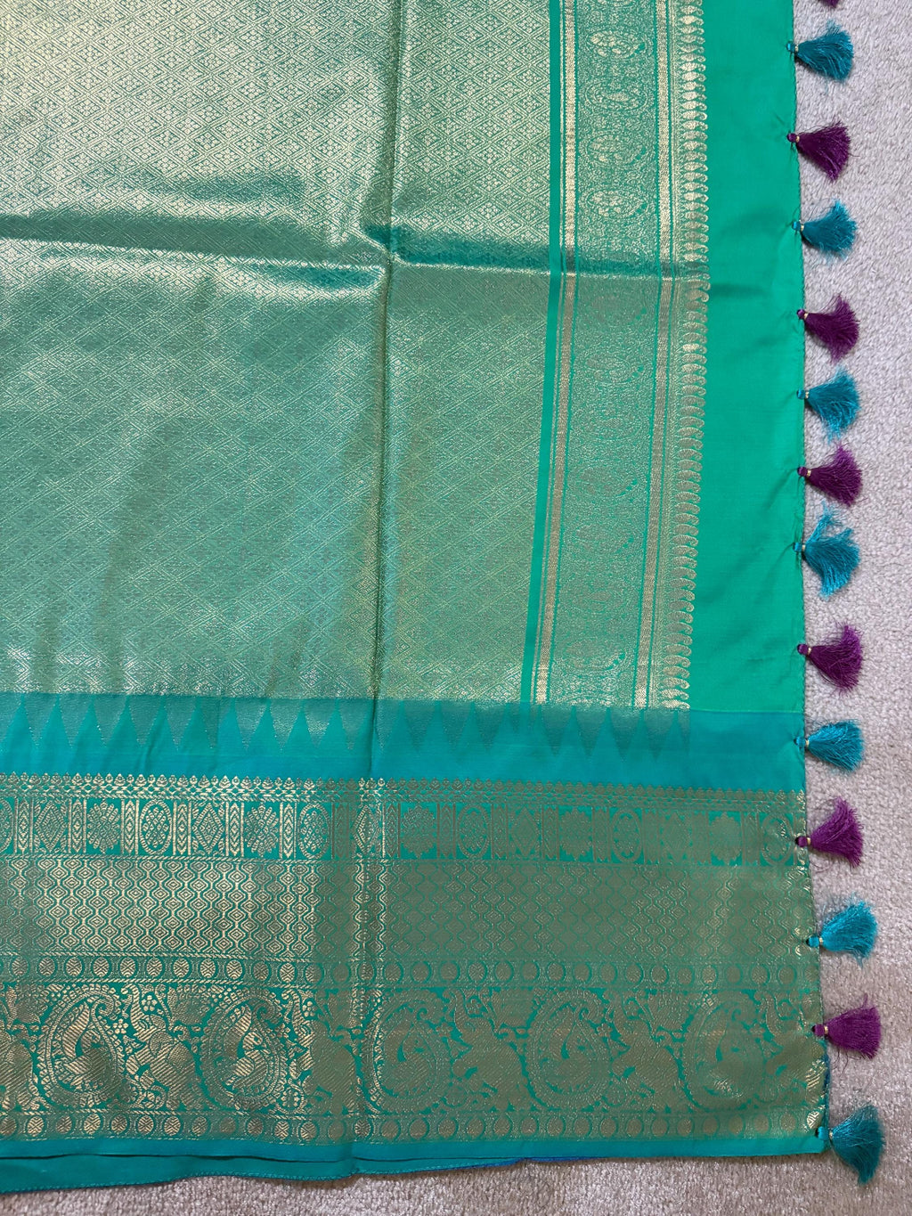 Gadwal Handloom pure silk sarees in rare colors and ready to wear blouse with embroidered blouse fits up to 32 -46 saree is ready fall pico