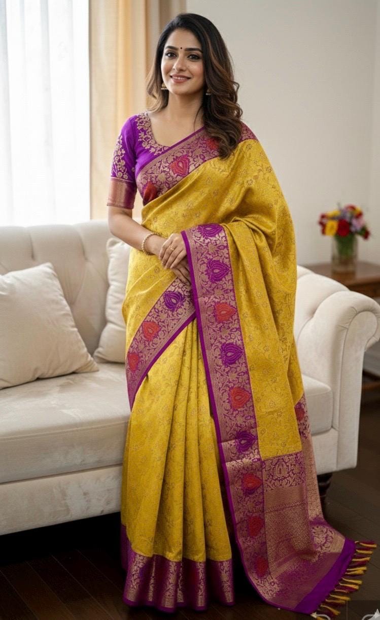 3 gram premium  gold  the original pure silk sarees full exclusive floral with elegant designer Kanjeevaram/kanchipattu excellent quality