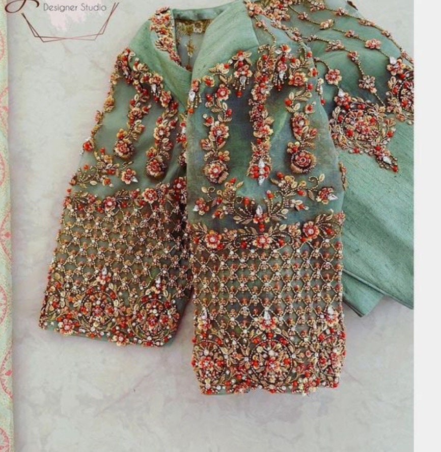 Gold Jardosi work Blouse ready to wear