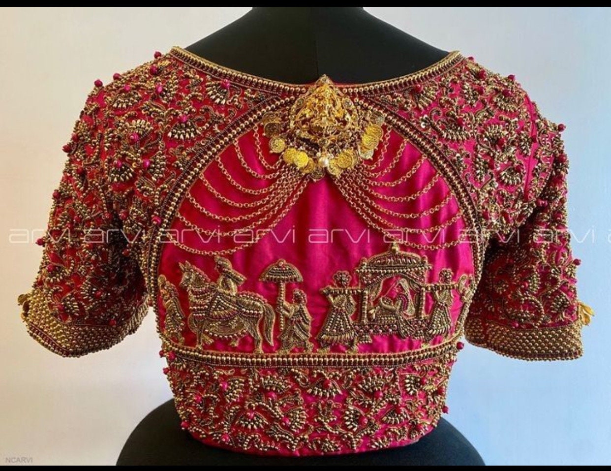 Gold Jardosi work Blouse ready to wear