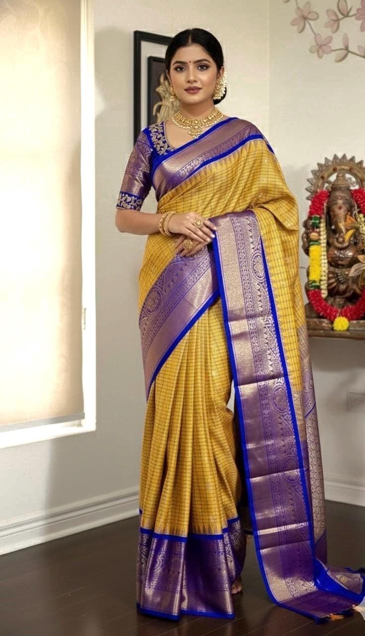 Gadwal Handloom pure silk sarees in rare colors and ready to wear blouse with embroidered blouse fits up to 32 -46 saree is ready fall pico