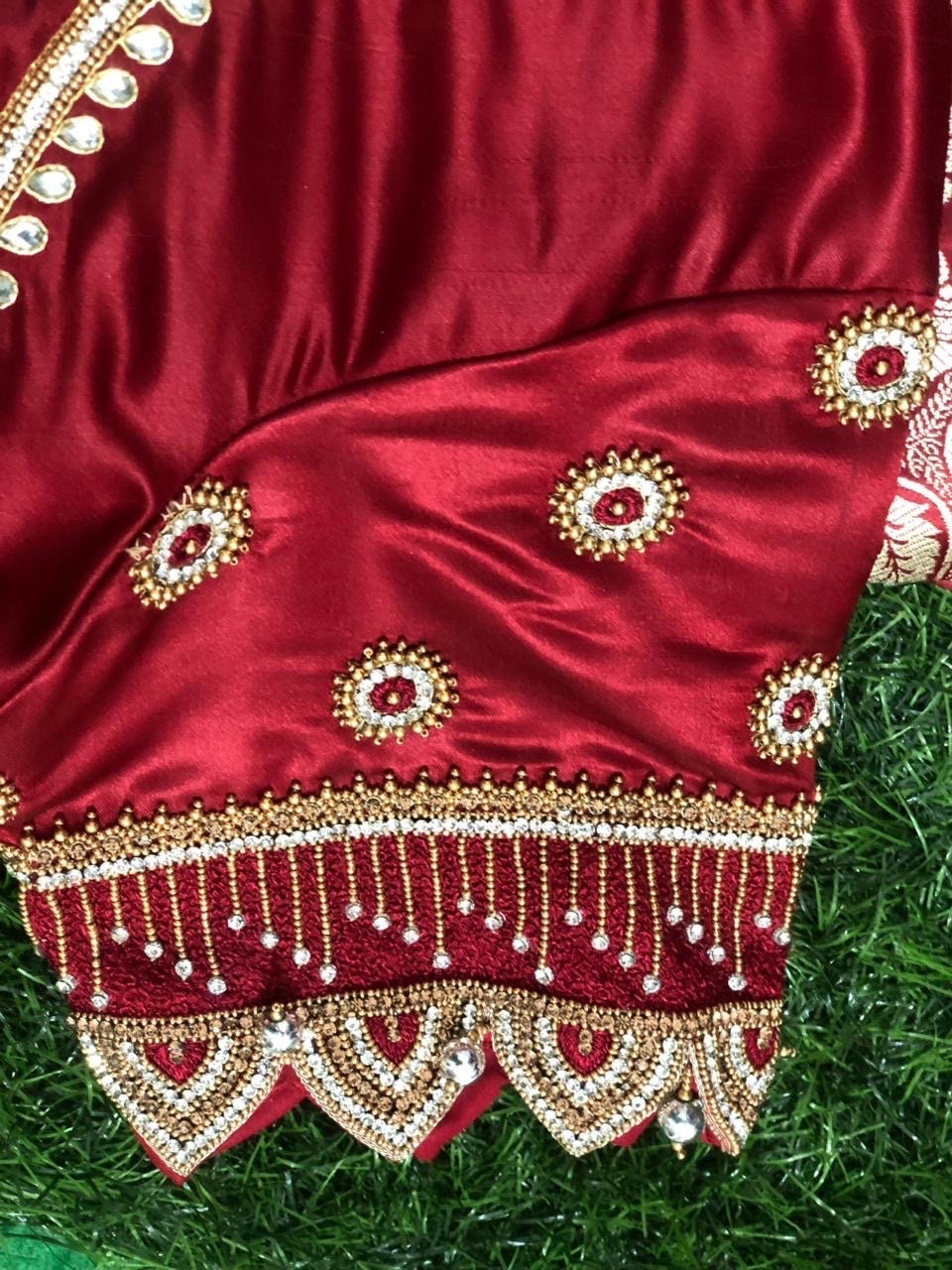 Gold Jardosi work Blouse with white stones ..ready to wear