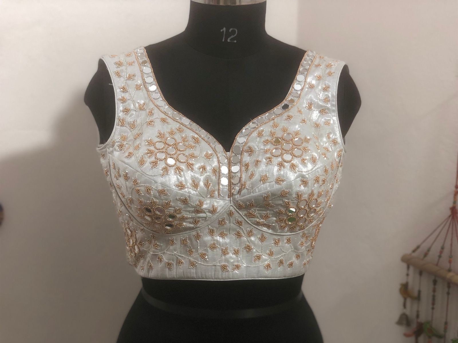 Stone studded Gold Work kardana n zardosi net hands  work Blouse ready to wear