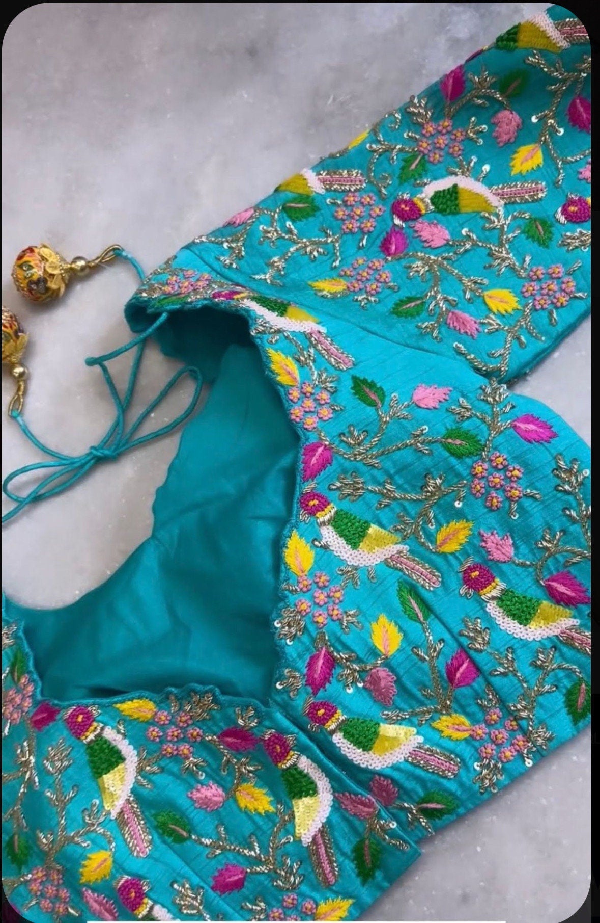 Lihanga and saree Stone studded Gold Work thread n zardosi net hands  work Blouse ready to wear