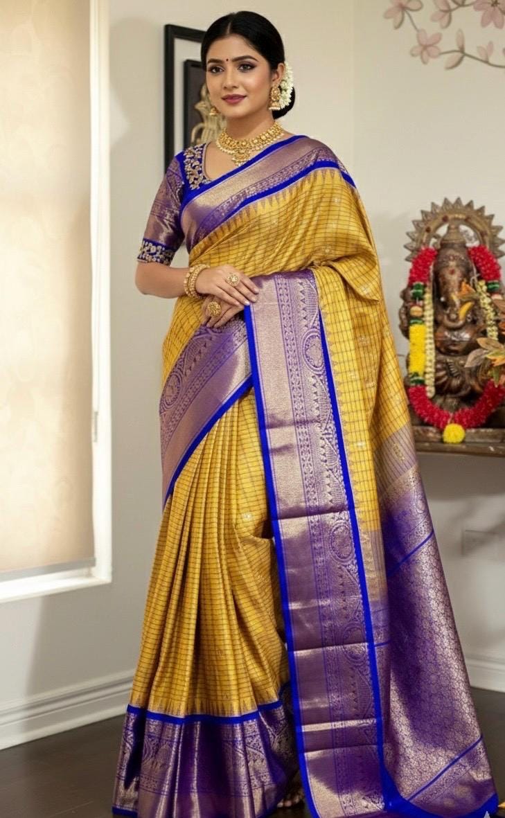 Gadwal Handloom pure silk sarees in rare colors and ready to wear blouse with embroidered blouse fits up to 32 -46 saree is ready fall pico