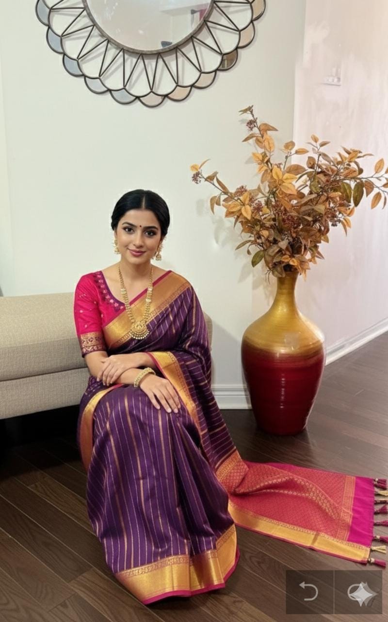 Kanchipuram soft silk saree in rarecolors with beautifully done hand  made embroidered blouse with readytowear work blouse fitsup to32 to 46