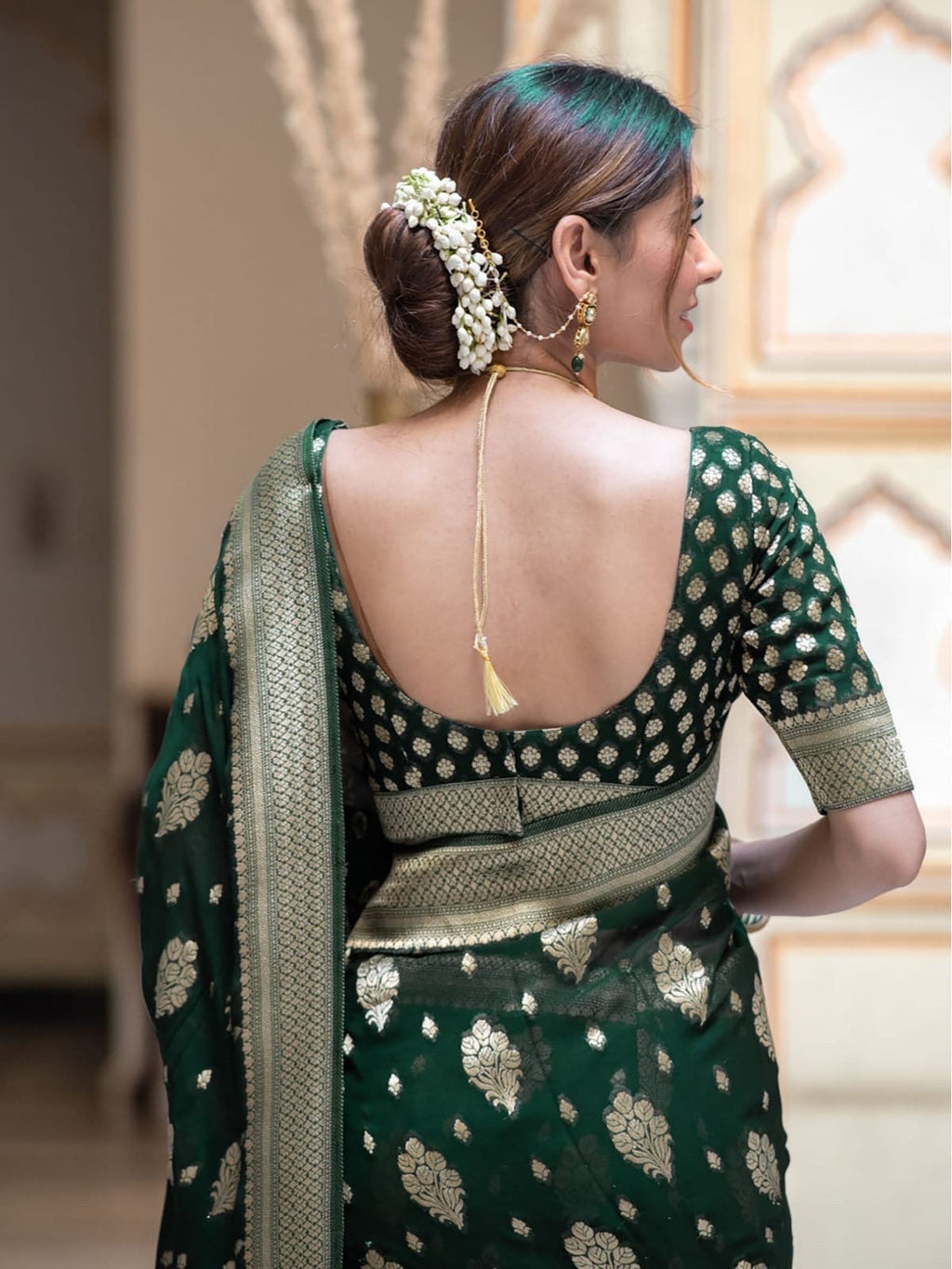 Banarasi handloom khadi georgette soft and falling saree all over beautiful water zari weaving work Any color possible ready to wear blouse