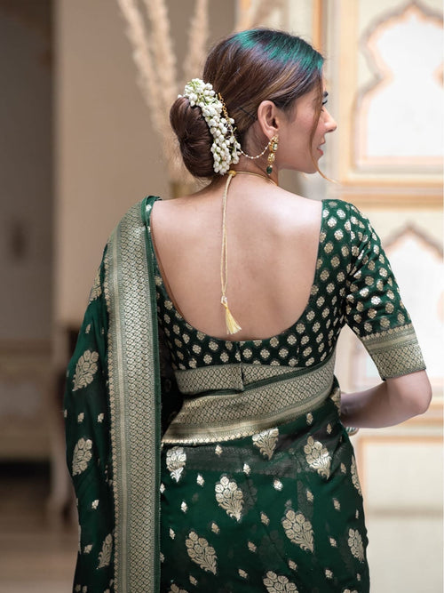 Banarasi handloom khadi georgette soft and falling saree all over beautiful water zari weaving work Any color possible ready to wear blouse