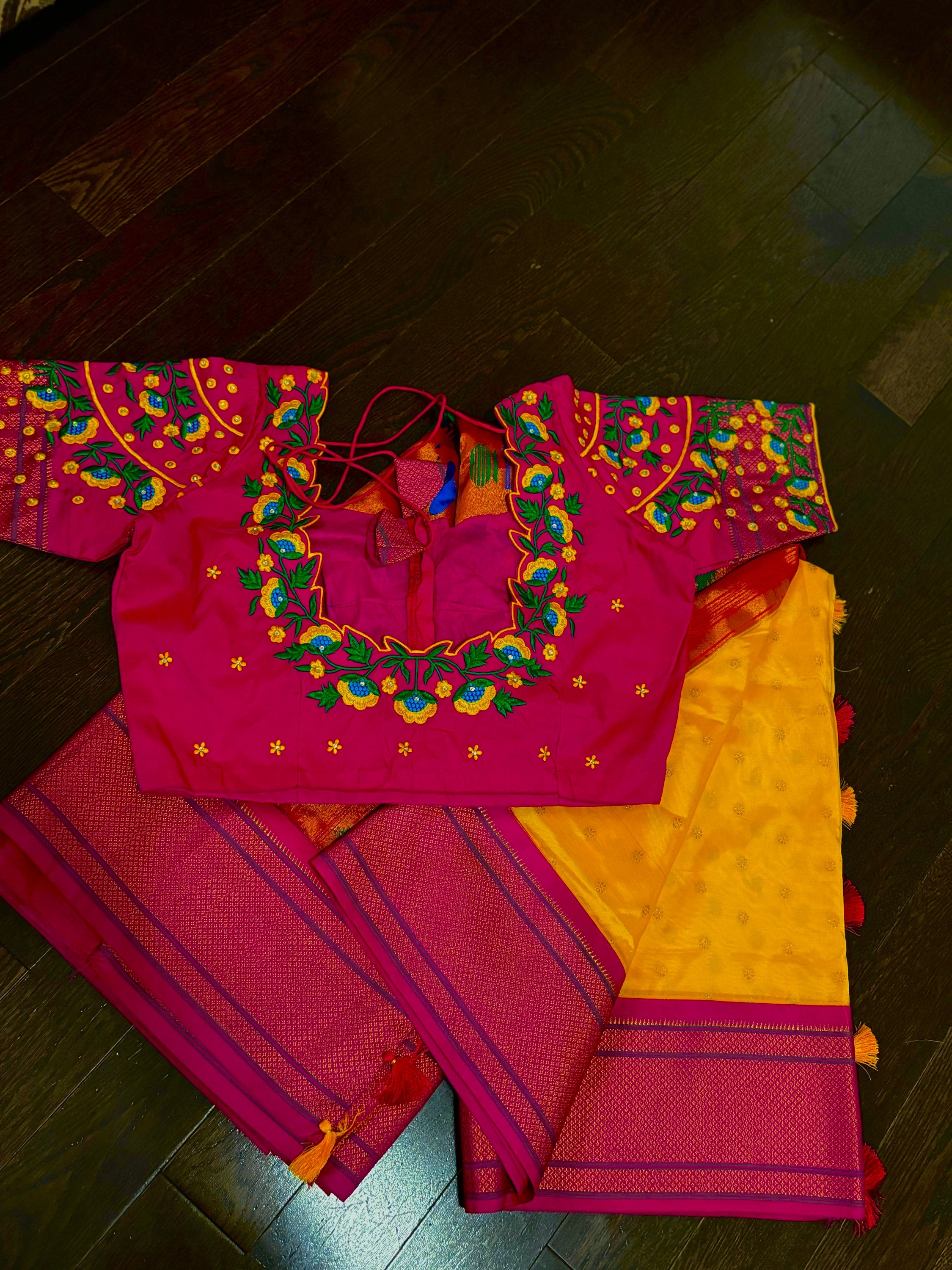 Beautiful pythani pure silk saree with   ready to wear beautiful  work blouse fits up to 32 to 46