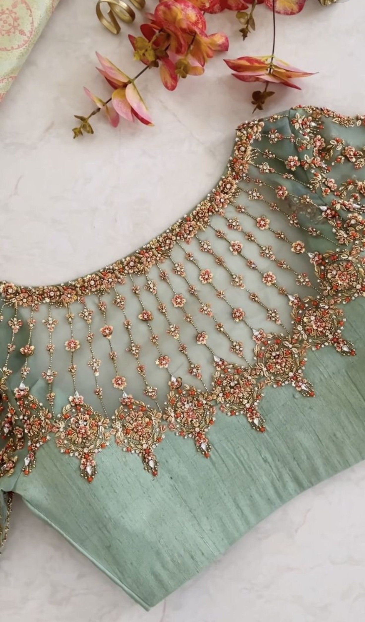Gold Jardosi work Blouse ready to wear