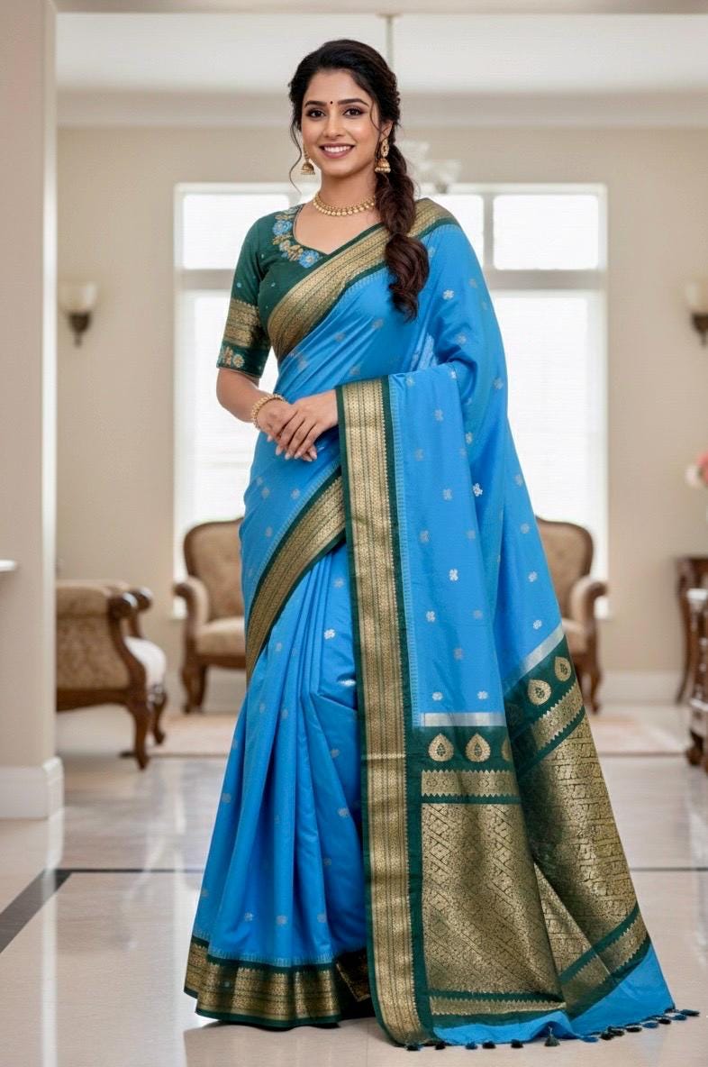 Gadwal Handloom pure silk sarees in rare colors and ready to wear blouse with embroidered blouse fits up to 32 -46 saree is ready fall pico