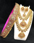 Gold finish one gram gold bridal set with precious Ruby studded grand set awesome quality