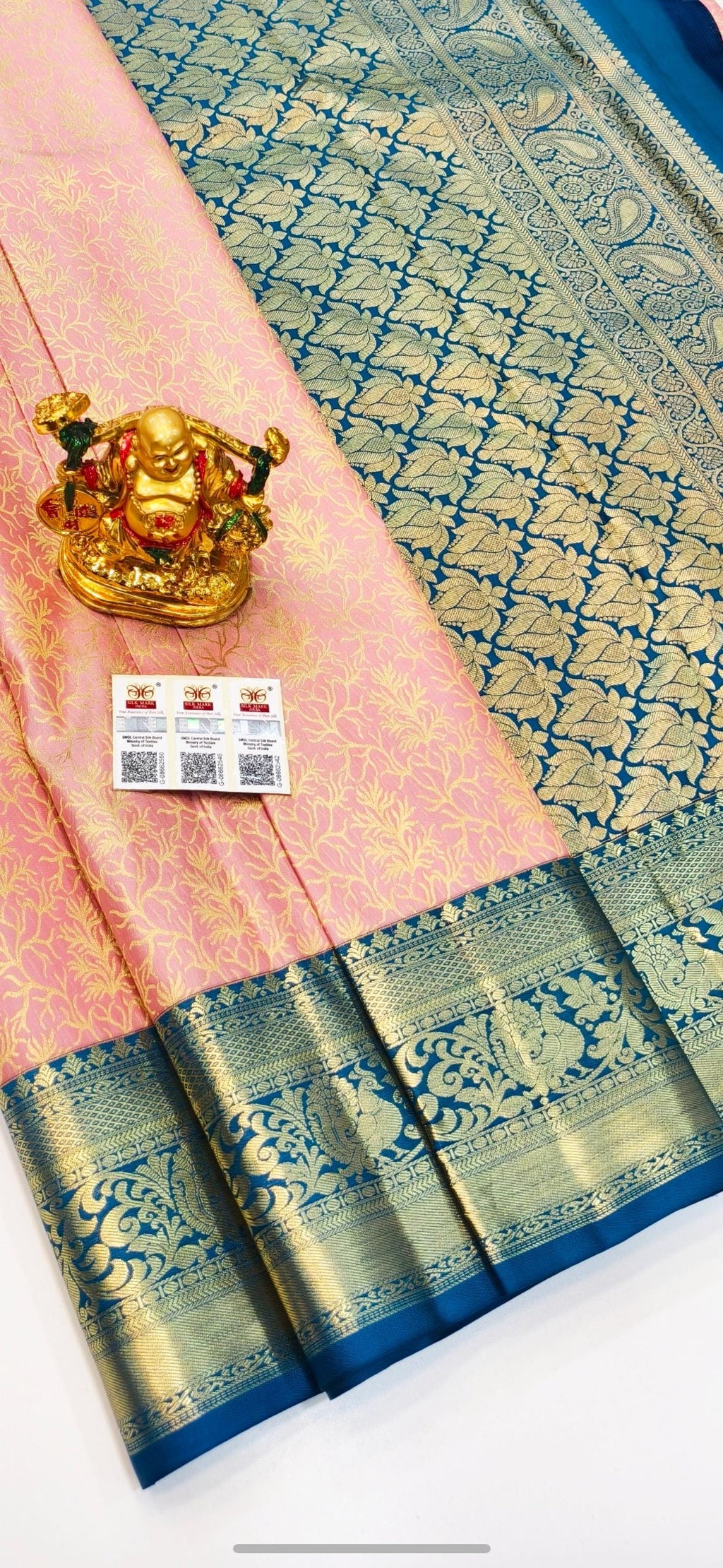 2 gram gold pure handloom  Silk Kanjeevarm/kanchi pattu silk mark certified Sarees;  ask seller for availability before booking shades avail