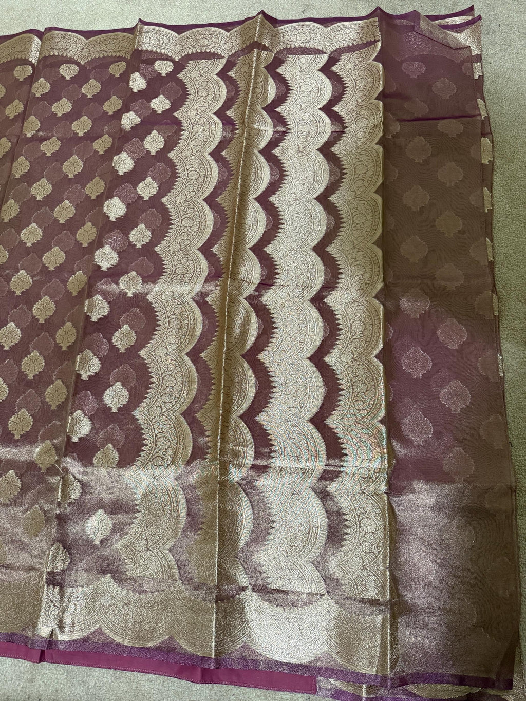 Beautiful party wear cocktail pure silk  banarasi  tissue  saree paired up with pretty designer Blouse fits 32-46