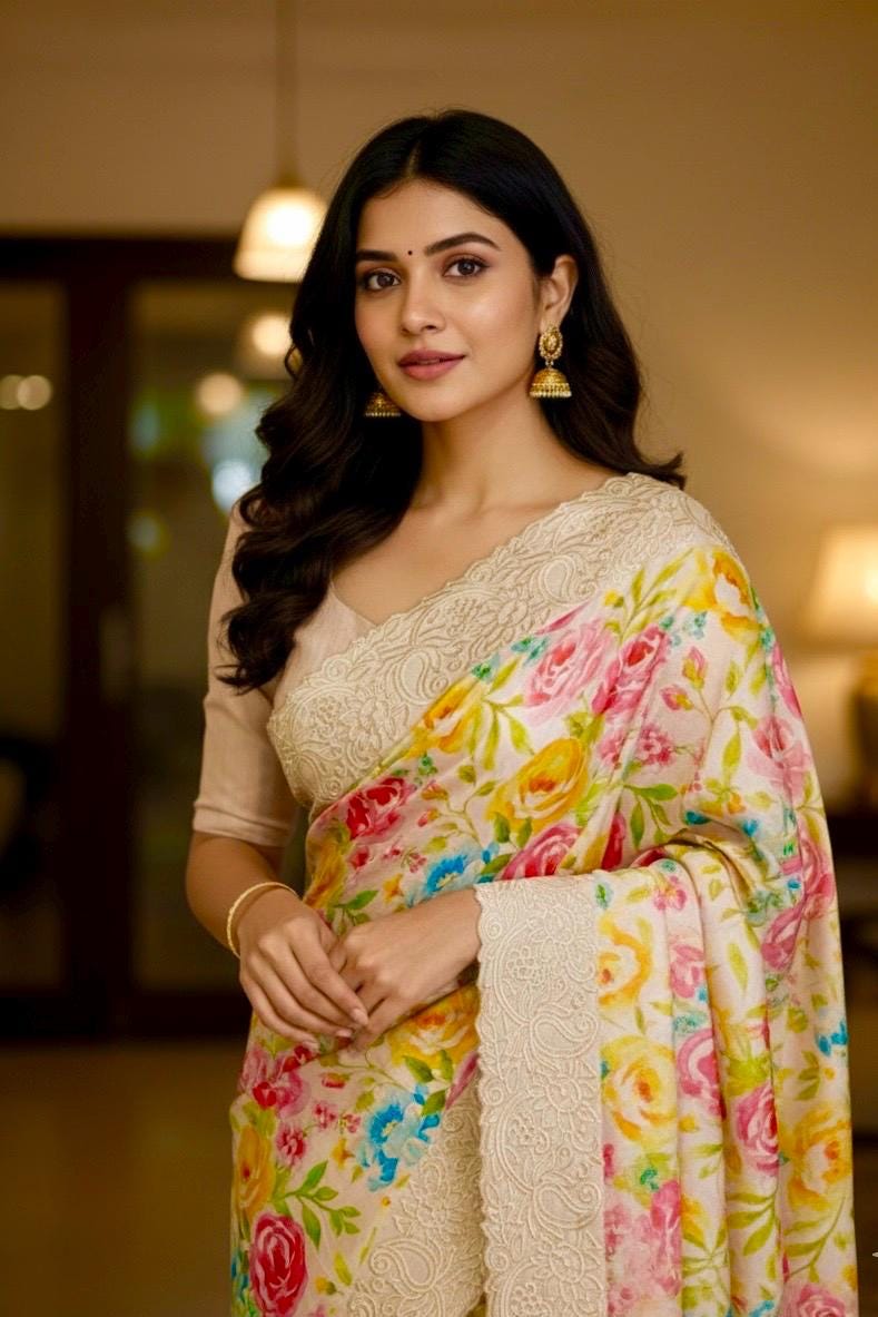 Light weight easy to drape Soft Silk fancy Saree; with beautiful pythani boarder, with Pochampalli design ready to wear Blouse fits 32-46