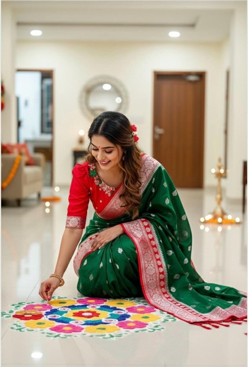 Beautiful banarasi kattan saree paired up with pretty maggam work blouse.