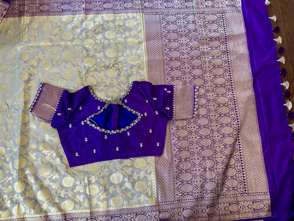 Beautiful banarasi silk saree paired up with beautiful embroidery blouse fits to 32 to 46 in beautiful rare colors all over jaal. Cocktails
