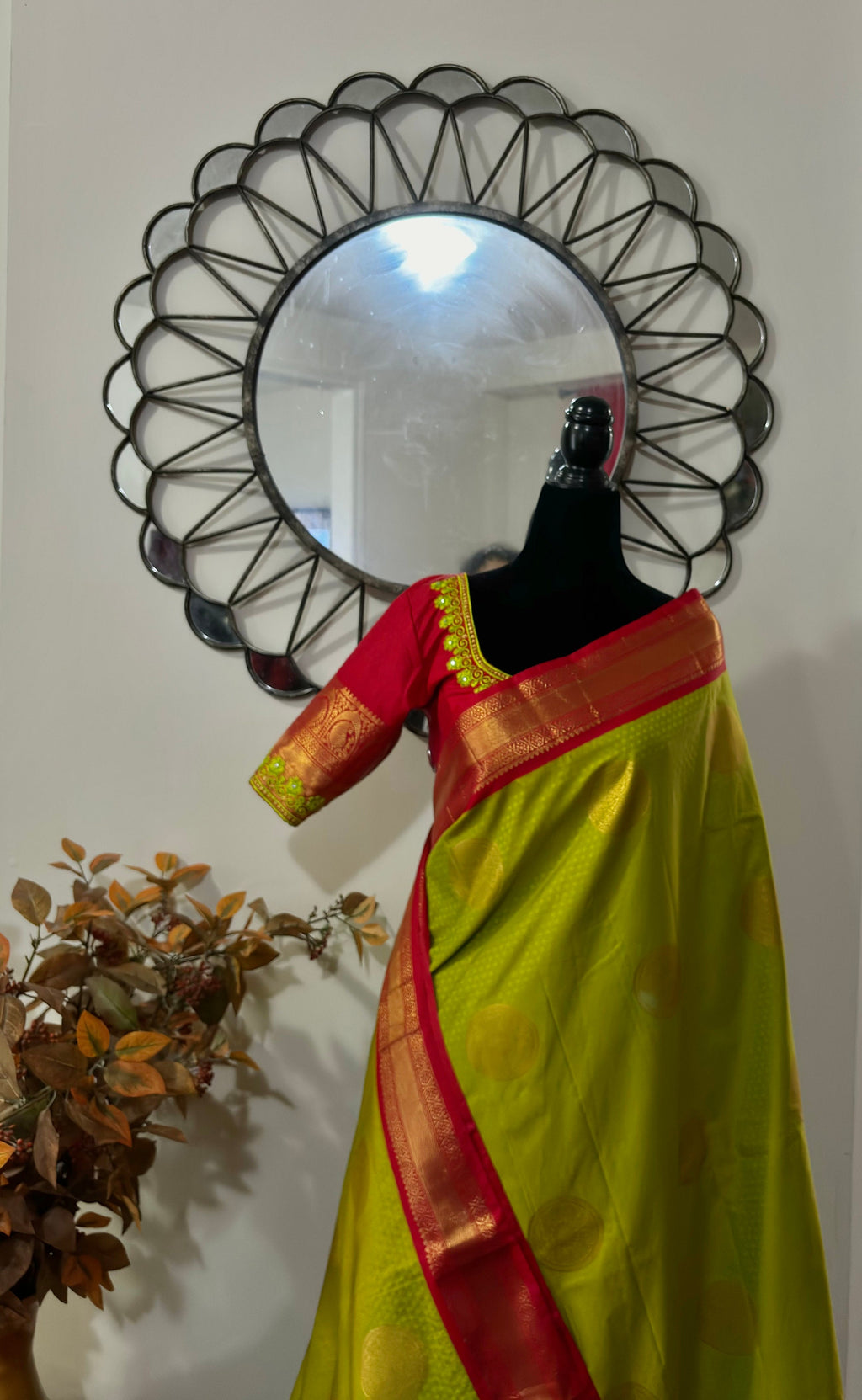 Kanchipuram soft silk saree in rare colors with beautifully done hand  made embroidered blouse with ready to wear work blouse fits 32 to 46