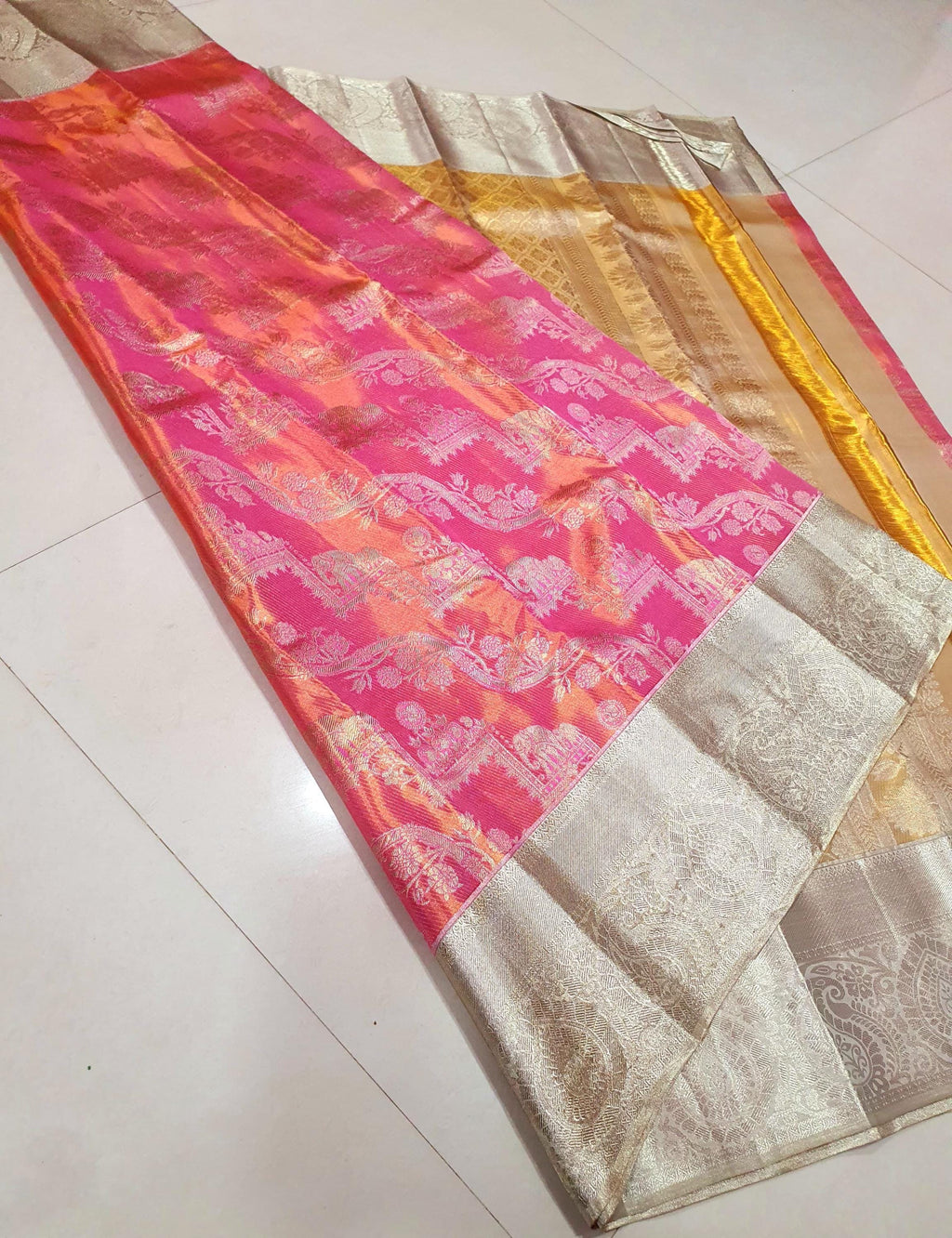 Pure Chanderi silk pattu / pure silk  saree soft silk handloom saree all over woven jall ask seller for availability