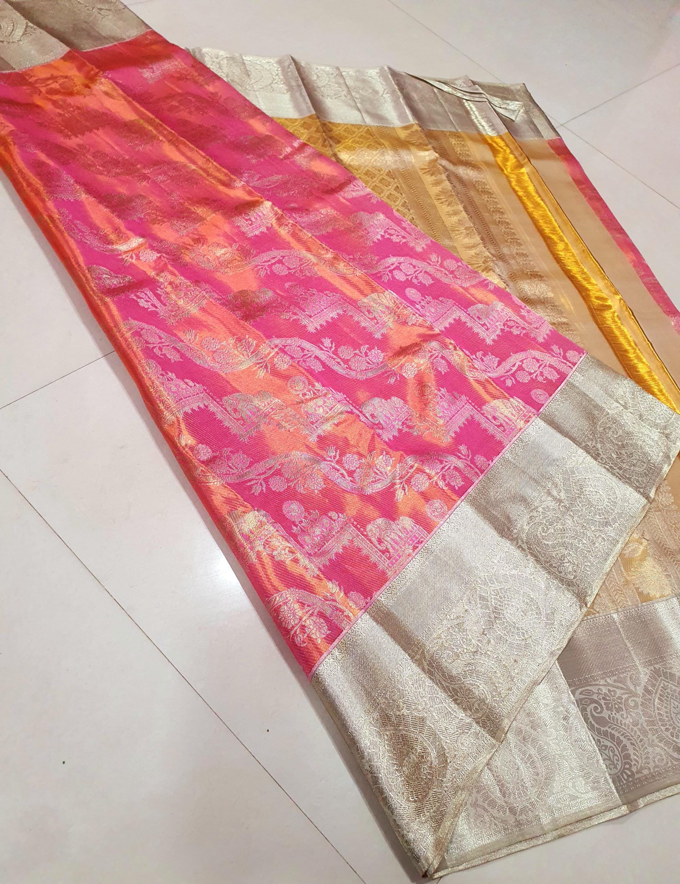 Pure Chanderi silk pattu / pure silk  saree soft silk handloom saree all over woven jall ask seller for availability
