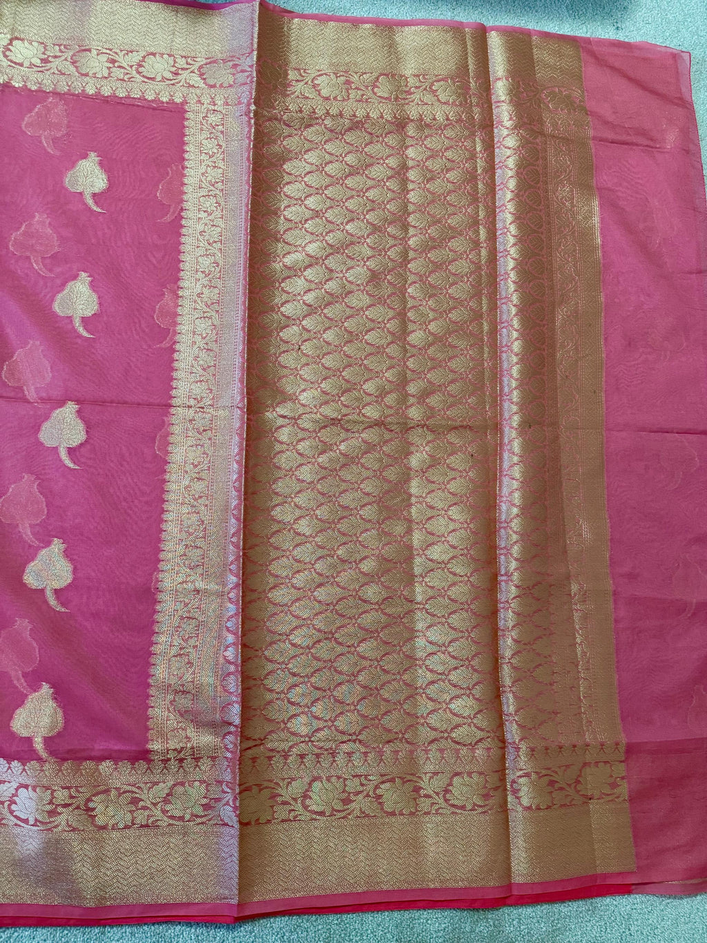 Banarsi fancy beautiful kora organza double zari silk saree very soft ant flowy ready to wear designer blouse fits 32-46  eye cooling shades