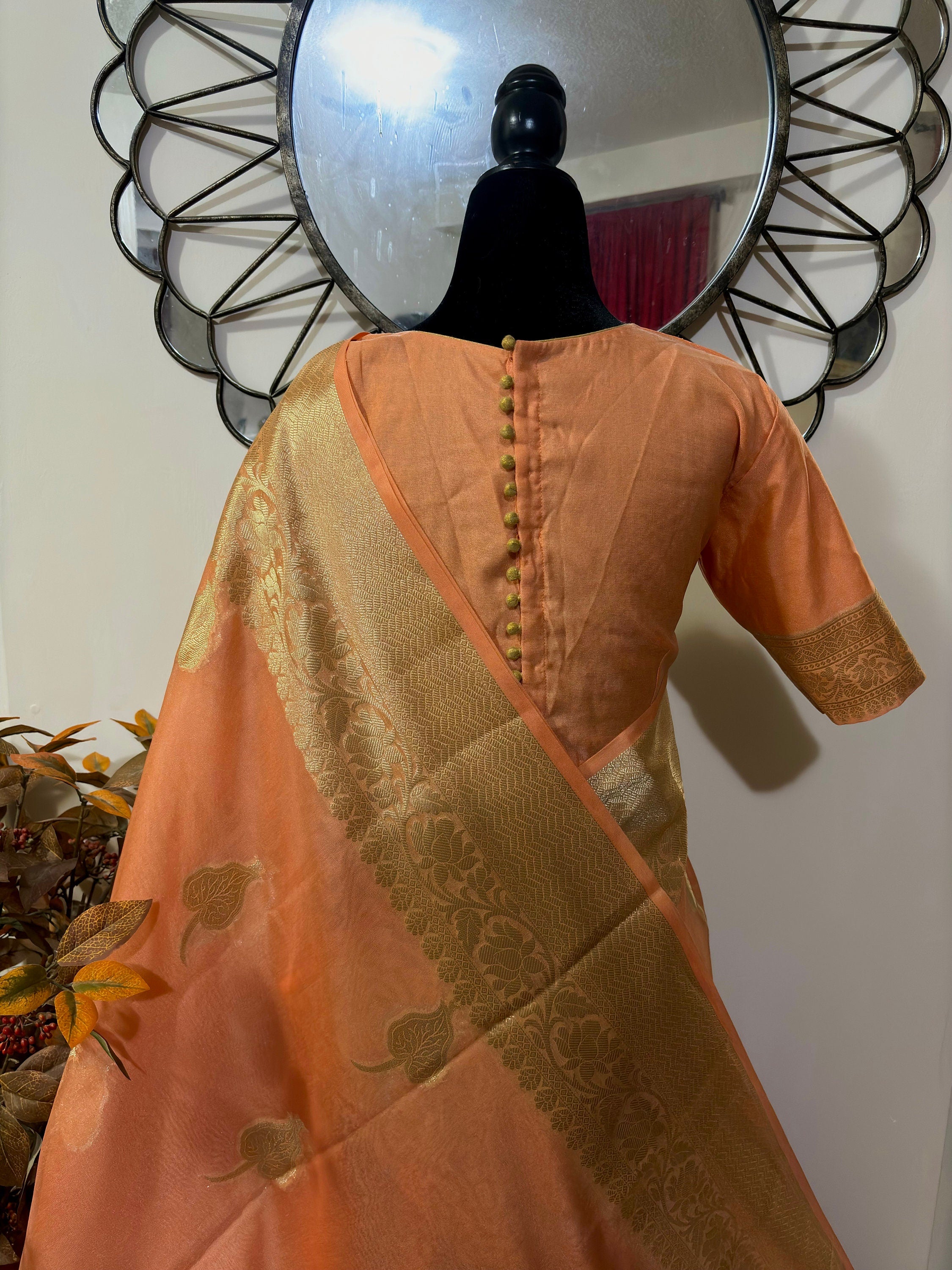 Banarsi fancy beautiful kora organza double zari silk saree very soft ant flowy ready to wear designer blouse fits 32-46  eye cooling shades