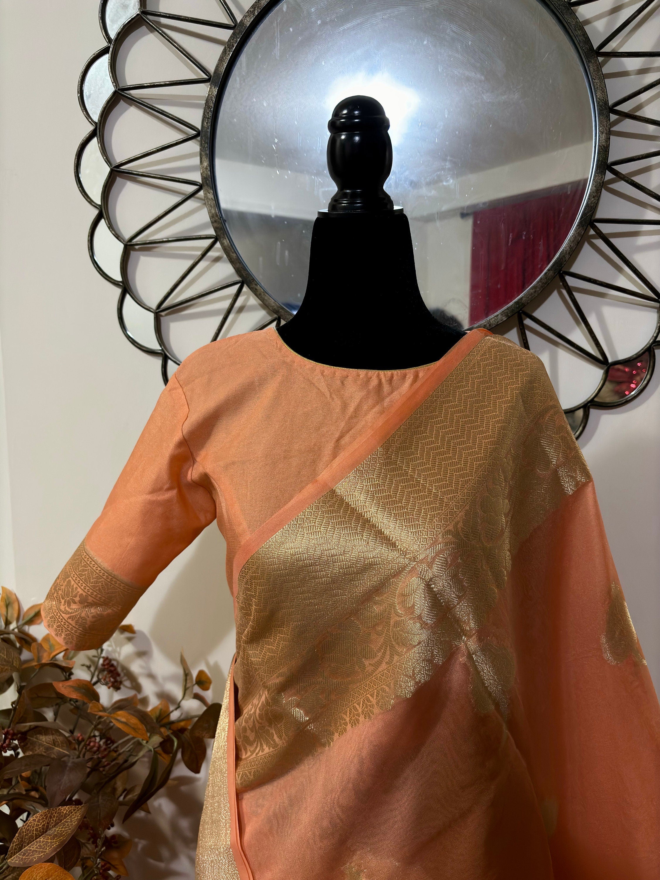 Banarsi fancy beautiful kora organza double zari silk saree very soft ant flowy ready to wear designer blouse fits 32-46  eye cooling shades