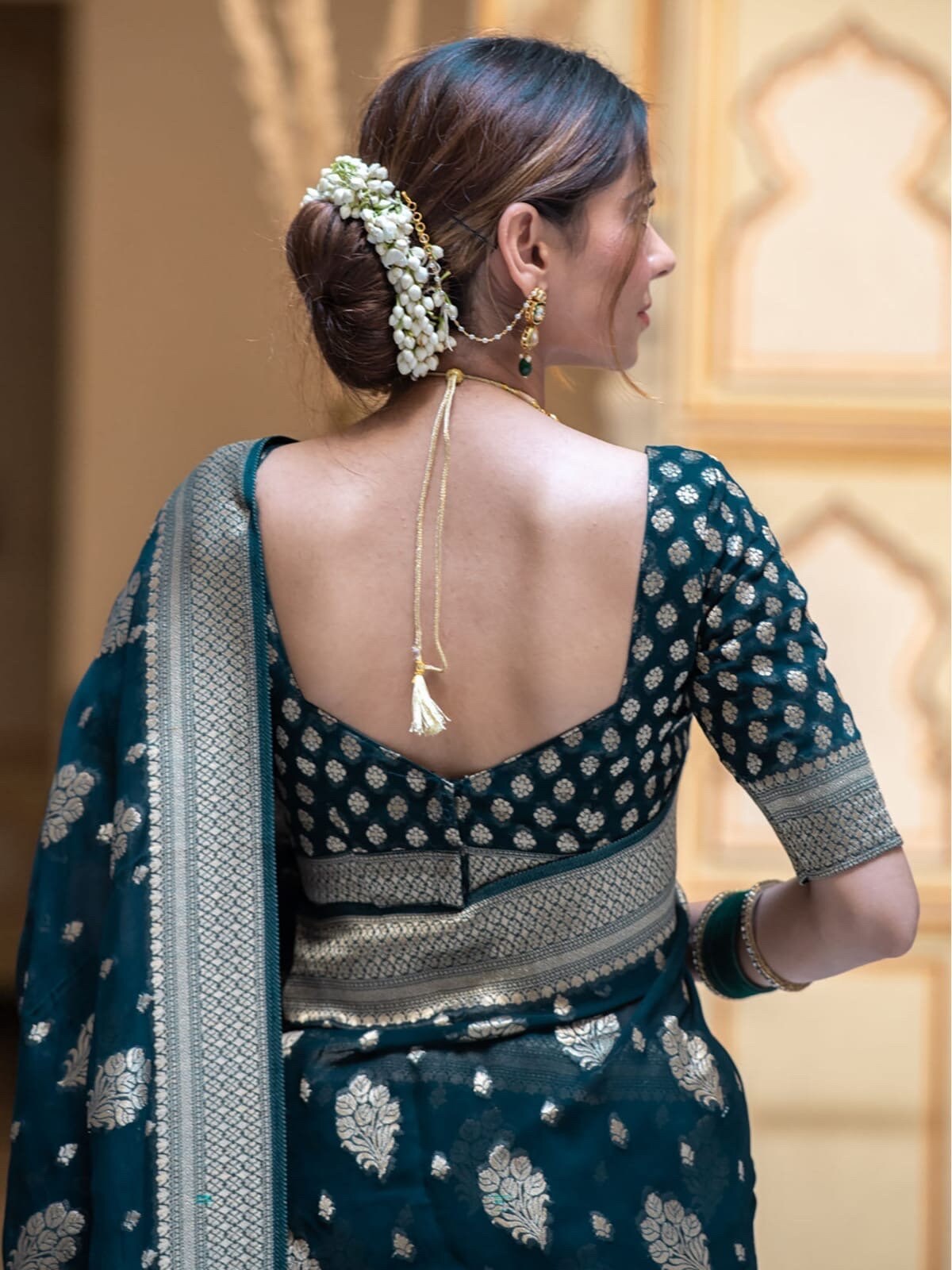 Banarasi handloom khadi georgette silk soft and falling saree all over beautiful water zari weaving work / Any color possible