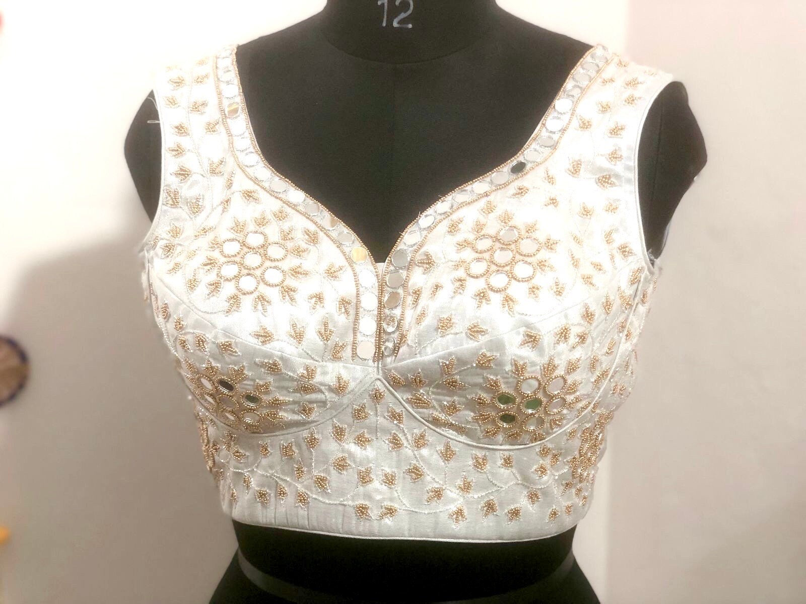 Stone studded Gold Work kardana n zardosi net hands  work Blouse ready to wear