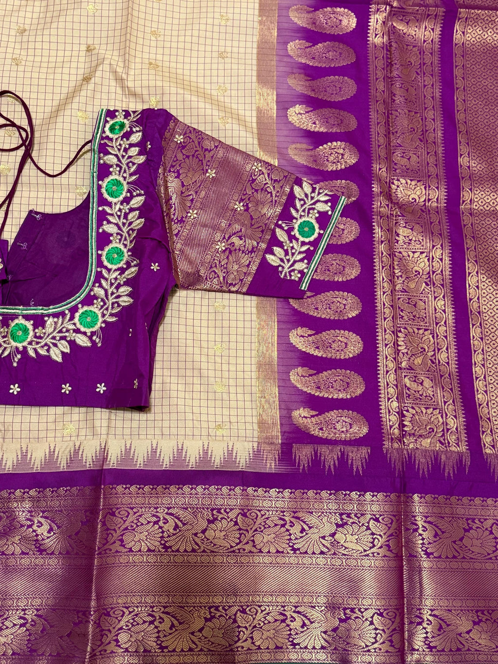 Gadwal Handloom pure silk sarees in rare colors and ready to wear blouse with embroidered blouse fits up to 32 -46 saree is ready fall pico