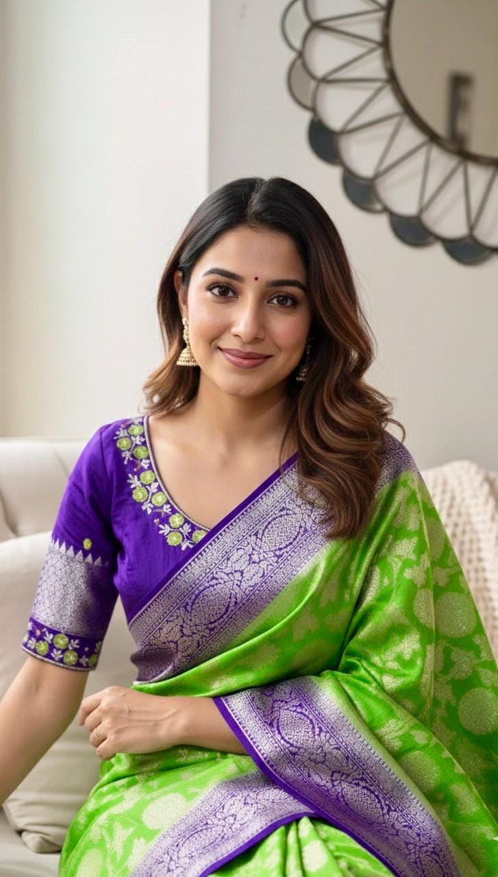 Beautiful banarasi silk saree paired up with beautiful embroidery blouse fits to 32 to 46 in beautiful rare colors all over jaal. Cocktails
