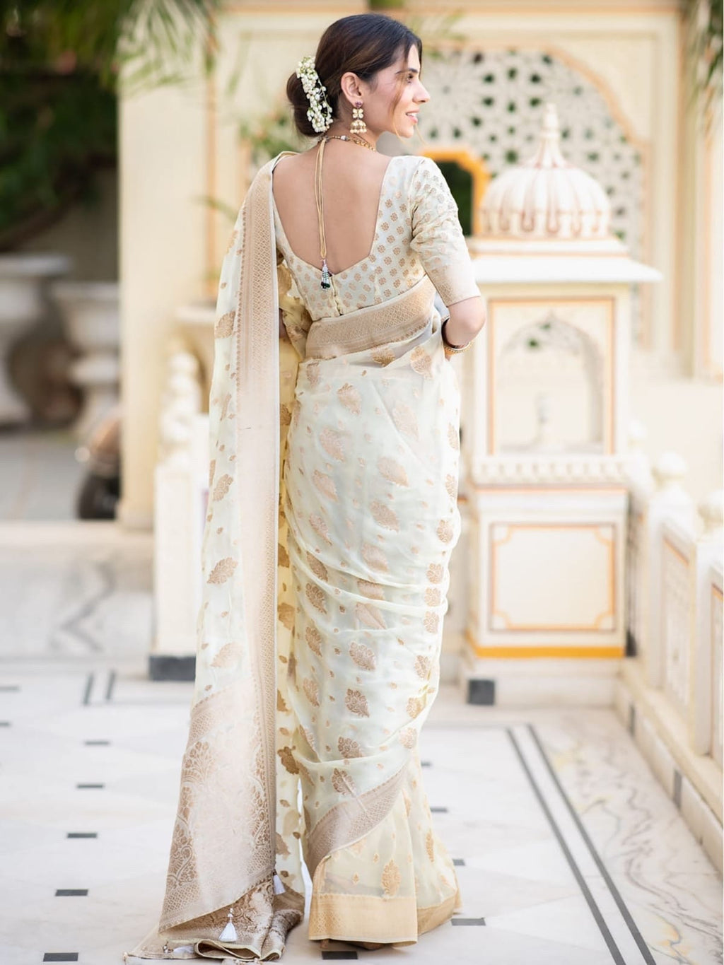 Banarasi handloom khadi georgette silk saree all over beautiful water zari weaving work any color possible