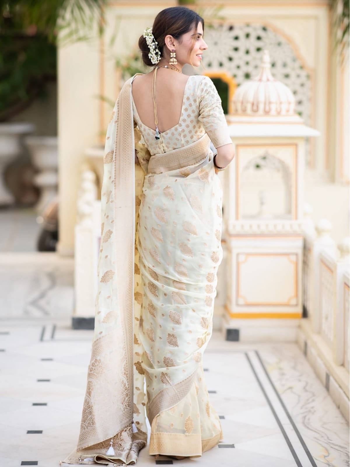 Banarasi handloom khadi georgette silk saree all over beautiful water zari weaving work any color possible