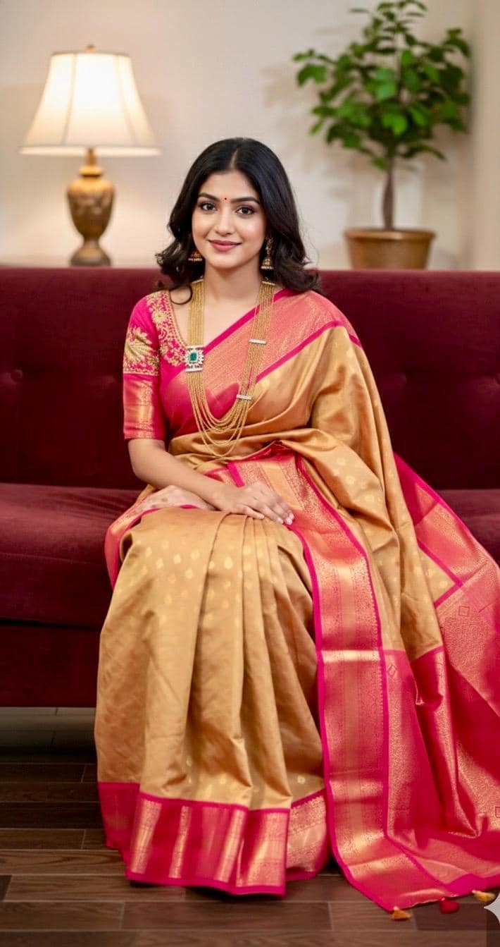 Kanchipuram soft silk saree in rare colors with beautifully done hand  made embroidered blouse with ready to wear work blouse fits 32 to 46