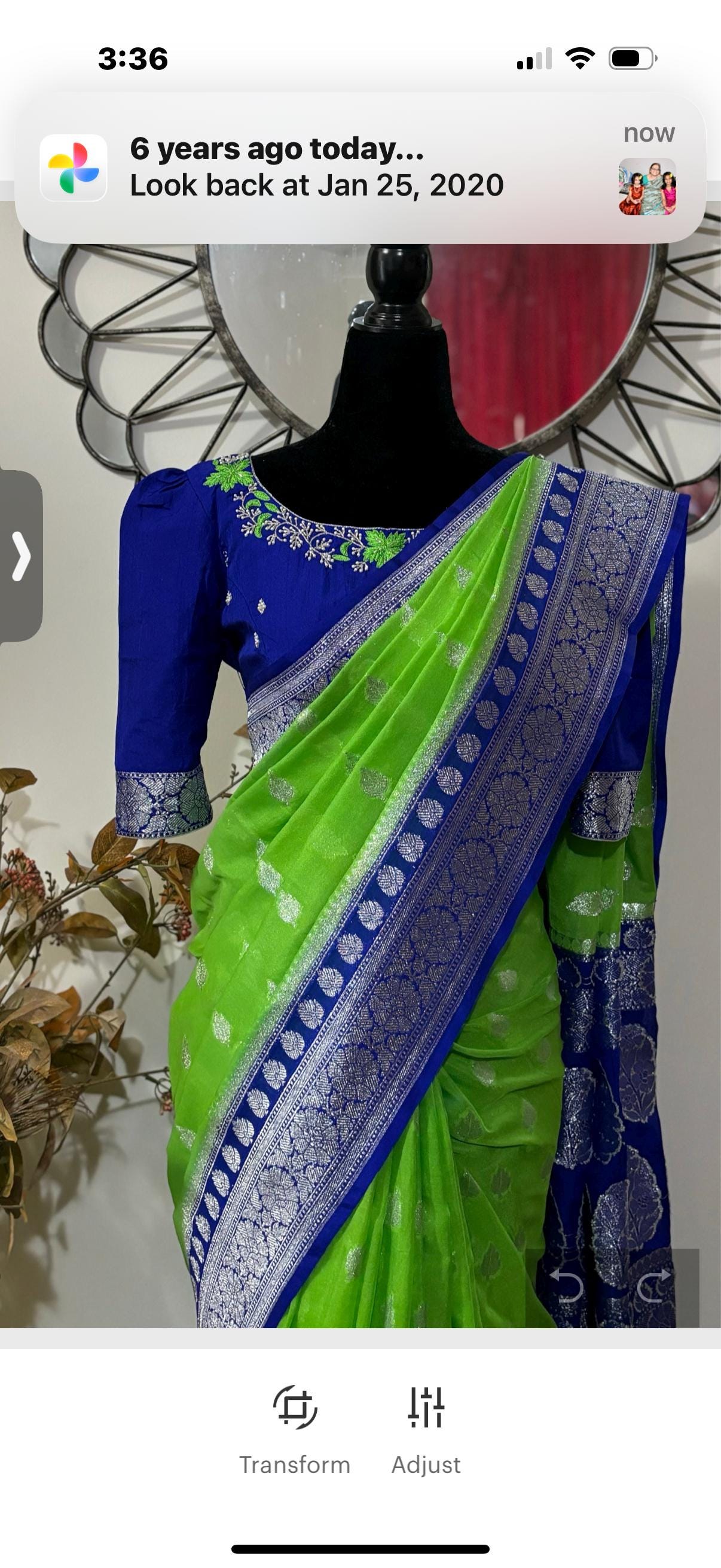 Beautiful banarasi kattan saree paired up with pretty maggam work blouse.