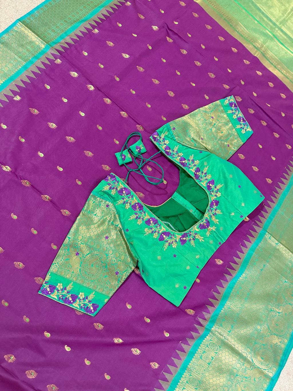 Gadwal Handloom pure silk sarees in rare colors and ready to wear blouse with embroidered blouse fits up to 32 -46 saree is ready fall pico