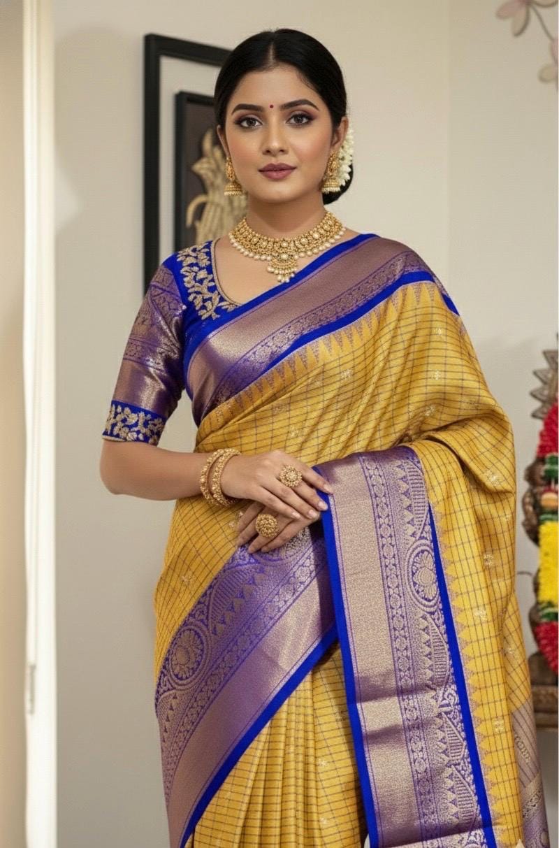 Gadwal Handloom pure silk sarees in rare colors and ready to wear blouse with embroidered blouse fits up to 32 -46 saree is ready fall pico