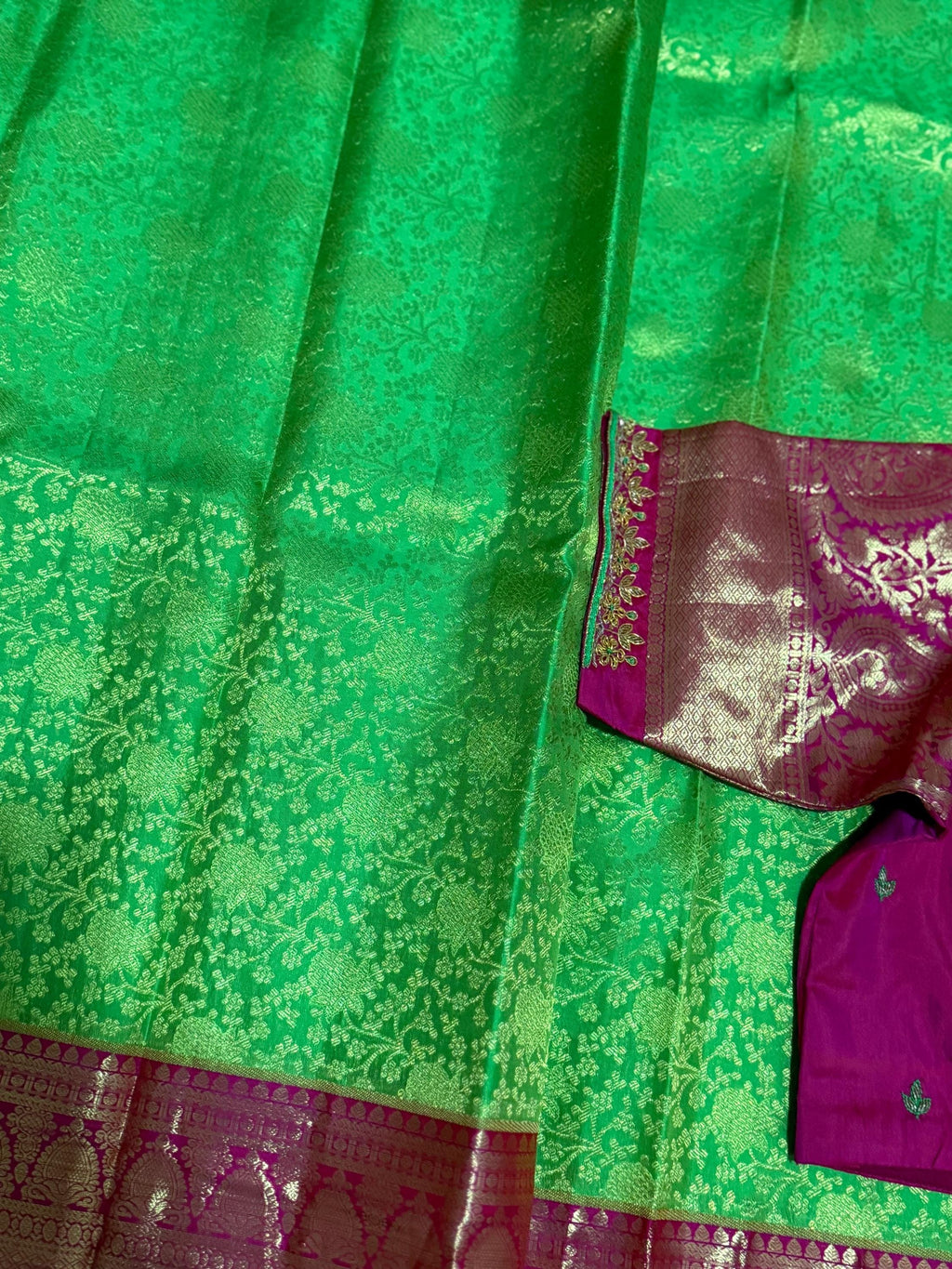 2 gram gold pure handloom  Silk Kanjeevarm/kanchi pattu silk mark certified Sarees;  ask seller for availability before booking shades avail