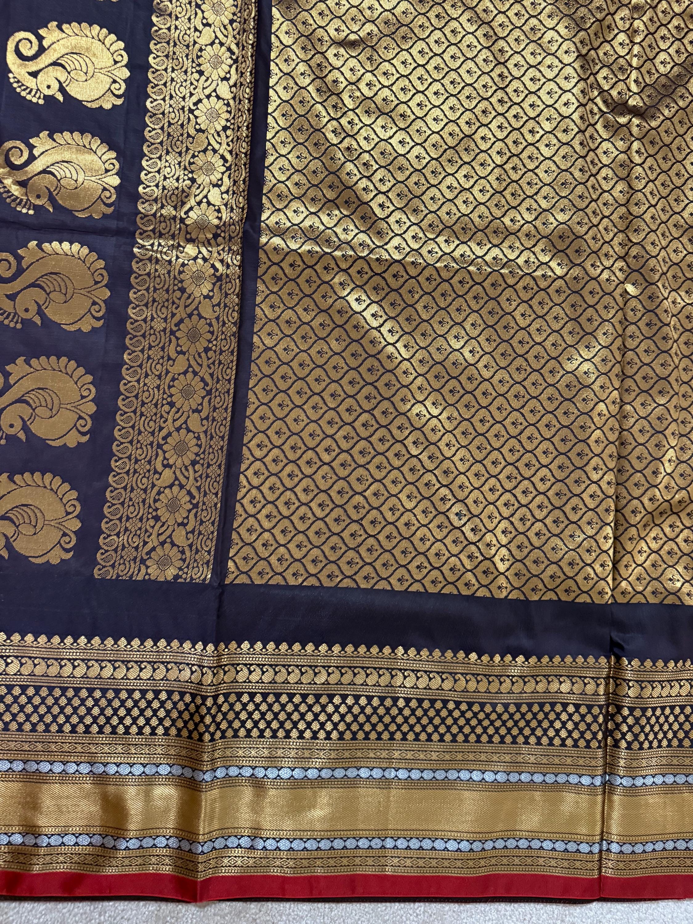 Gadwal Handloom pure silk sarees in rare colors and ready to wear blouse with embroidered blouse fits up to 32 -46 saree is ready fall pico